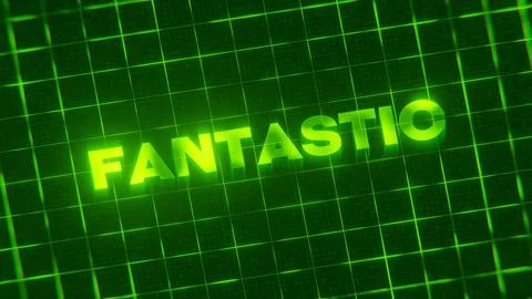 3D-rendered pattern of a word on bright neon green lines arranged in a grid patt Illustrazione stock