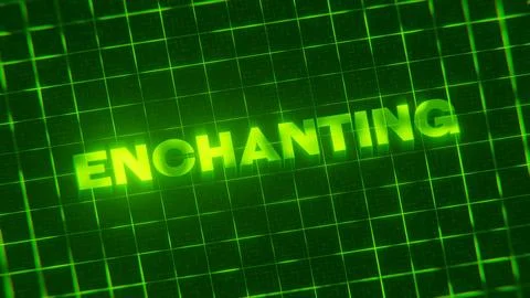 3D-rendered pattern of a word on bright neon green lines arranged in a grid patt 스톡 일러스트