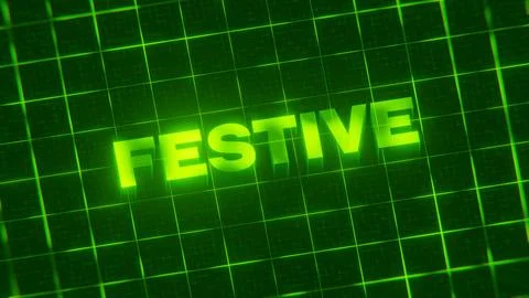 3D-rendered pattern of a word on bright neon green lines arranged in a grid patt Illustrazione stock