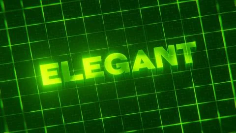 3D-rendered pattern of a word on bright neon green lines arranged in a grid patt イラスト素材