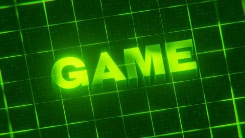 3D-rendered pattern of a word on bright neon green lines arranged in a grid patt 스톡 일러스트