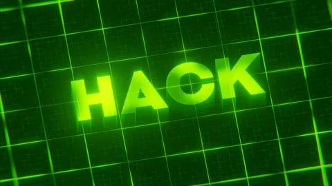3D-rendered pattern of a word on bright neon green lines arranged in a grid patt 스톡 일러스트