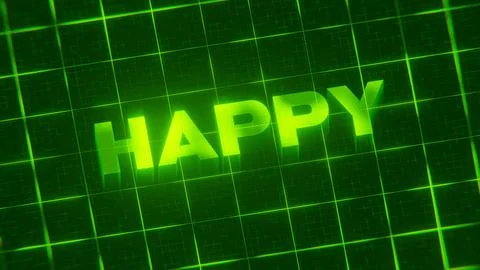 3D-rendered pattern of a word on bright neon green lines arranged in a grid patt 스톡 일러스트