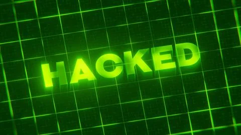 3D-rendered pattern of a word on bright neon green lines arranged in a grid patt Illustrazione stock