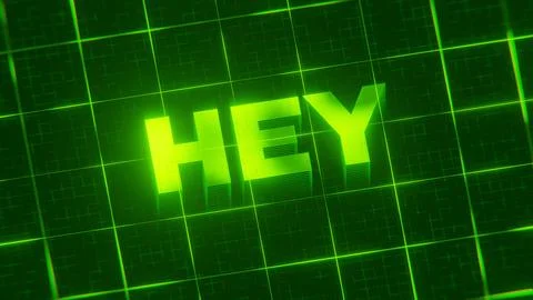 3D-rendered pattern of a word on bright neon green lines arranged in a grid patt 스톡 일러스트