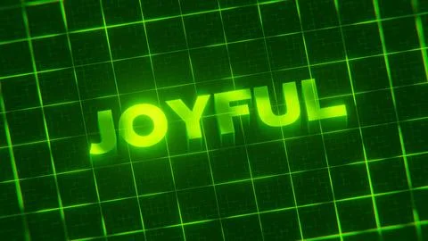 3D-rendered pattern of a word on bright neon green lines arranged in a grid patt Stock Illustration