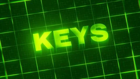 3D-rendered pattern of a word on bright neon green lines arranged in a grid patt Illustrazione stock