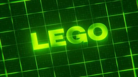 3D-rendered pattern of a word on bright neon green lines arranged in a grid patt 스톡 일러스트