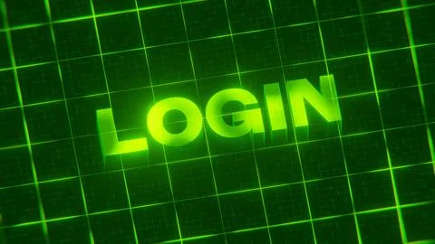 3D-rendered pattern of a word on bright neon green lines arranged in a grid patt Illustrazione stock