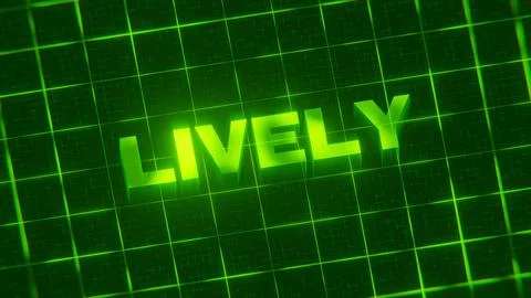3D-rendered pattern of a word on bright neon green lines arranged in a grid patt Stock Illustration