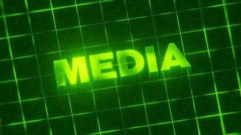 3D-rendered pattern of a word on bright neon green lines arranged in a grid patt 스톡 일러스트