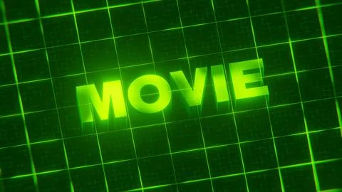 3D-rendered pattern of a word on bright neon green lines arranged in a grid patt Stock Illustration