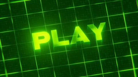 3D-rendered pattern of a word on bright neon green lines arranged in a grid patt Stock Illustration