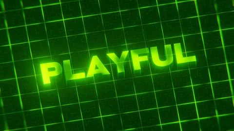 3D-rendered pattern of a word on bright neon green lines arranged in a grid patt 스톡 일러스트