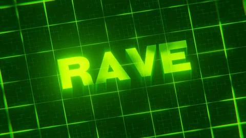 3D-rendered pattern of a word on bright neon green lines arranged in a grid patt Illustrazione stock