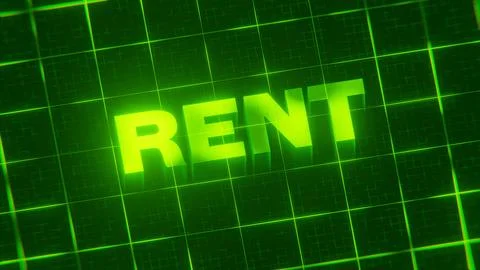 3D-rendered pattern of a word on bright neon green lines arranged in a grid patt Stock Illustration