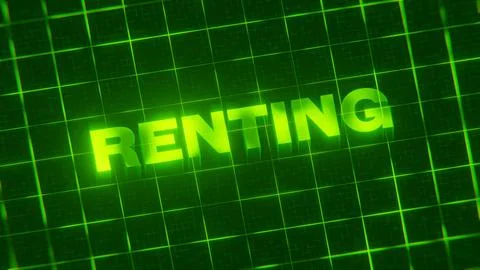 3D-rendered pattern of a word on bright neon green lines arranged in a grid patt 스톡 일러스트