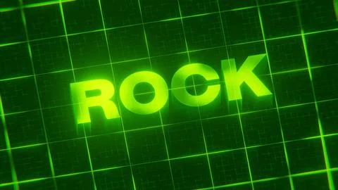 3D-rendered pattern of a word on bright neon green lines arranged in a grid patt Illustrazione stock