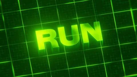 3D-rendered pattern of a word on bright neon green lines arranged in a grid patt Illustrazione stock