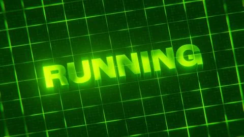 3D-rendered pattern of a word on bright neon green lines arranged in a grid patt イラスト素材