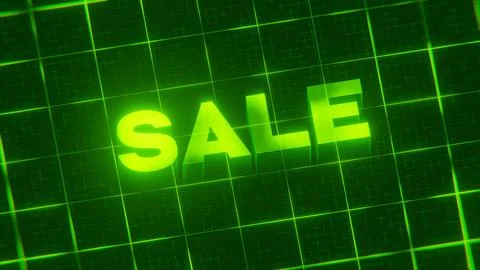 3D-rendered pattern of a word on bright neon green lines arranged in a grid patt Illustrazione stock