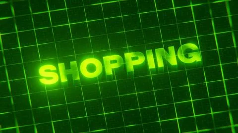 3D-rendered pattern of a word on bright neon green lines arranged in a grid patt 스톡 일러스트