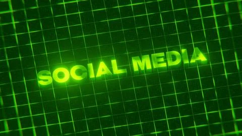 3D-rendered pattern of a word on bright neon green lines arranged in a grid patt Illustrazione stock