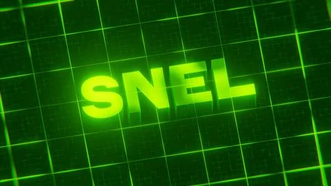 3D-rendered pattern of a word on bright neon green lines arranged in a grid patt Illustrazione stock