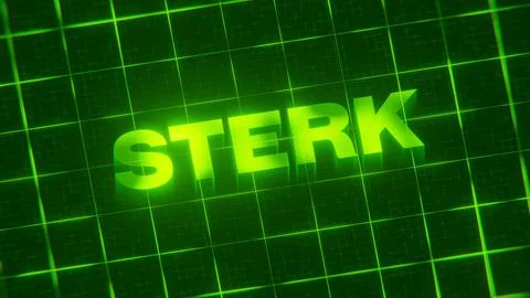 3D-rendered pattern of a word on bright neon green lines arranged in a grid patt Illustrazione stock