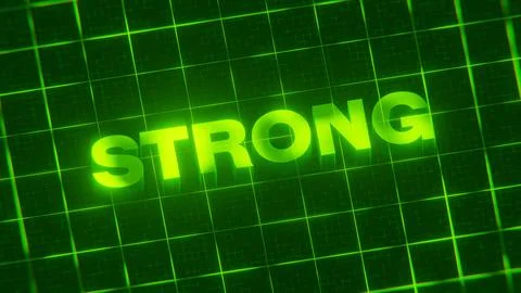 3D-rendered pattern of a word on bright neon green lines arranged in a grid patt Illustrazione stock