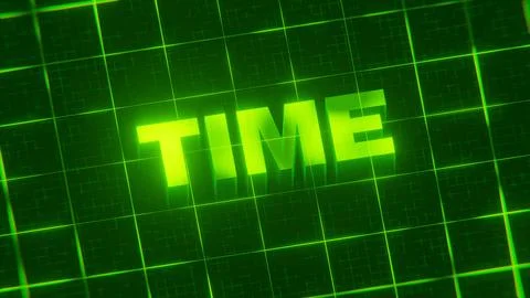 3D-rendered pattern of a word on bright neon green lines arranged in a grid patt Illustrazione stock