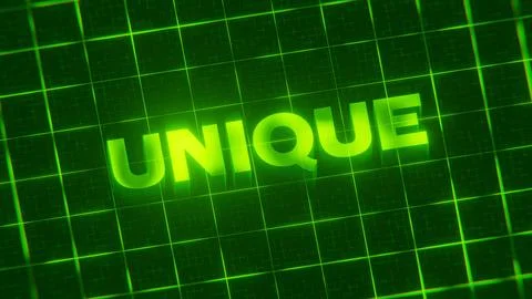 3D-rendered pattern of a word on bright neon green lines arranged in a grid patt Illustrazione stock