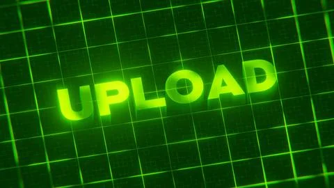 3D-rendered pattern of a word on bright neon green lines arranged in a grid patt Illustrazione stock