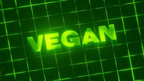 3D-rendered pattern of a word on bright neon green lines arranged in a grid patt Illustrazione stock