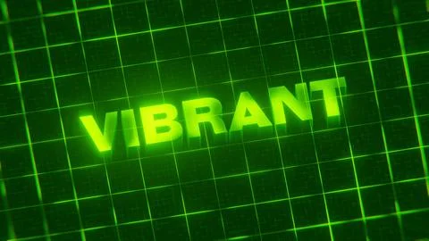 3D-rendered pattern of a word on bright neon green lines arranged in a grid patt Illustrazione stock