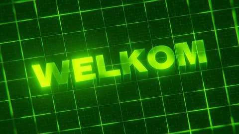 3D-rendered pattern of a word on bright neon green lines arranged in a grid patt Illustrazione stock
