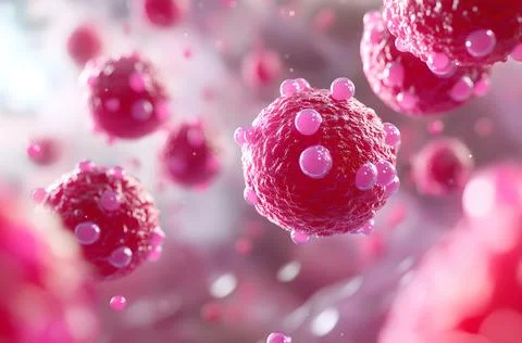 3D rendered pink virus cells Stock Illustration