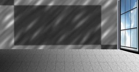 3d rendered plan or blank or empty interior of a room with a window.Mock ups. Stock Illustration