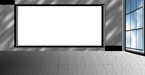 3d rendered plan or blank or empty interior of a room with a window.Mock ups. Stock Illustration