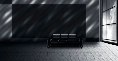 3d rendered plan or blank or empty interior of a room with a window.Mock Stock Illustration