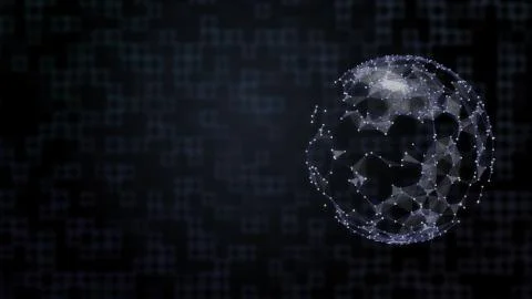 3D rendered planet with plexus surface over squared background in blue gradient. Stock Illustration