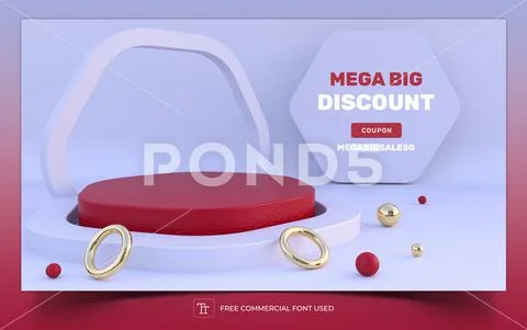 3D Rendered Podium Showcase PSD Template