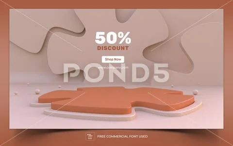 3D Rendered Podium Showcase PSD Template
