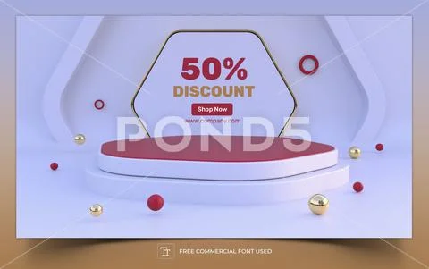 3D Rendered Podium Showcase PSD Template