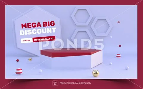 3D Rendered Podium Showcase PSD Template