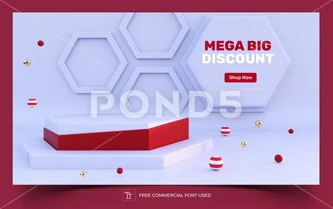 3D Rendered Podium Showcase PSD Template