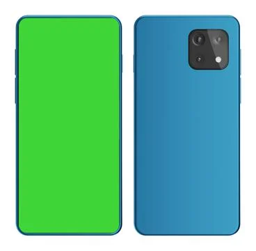 3D rendered realistic looking smartphone on white background with greenscreen Stock Illustration