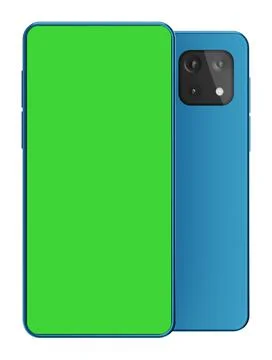 3D rendered realistic looking smartphone on white background with greenscreen Illustrazione stock