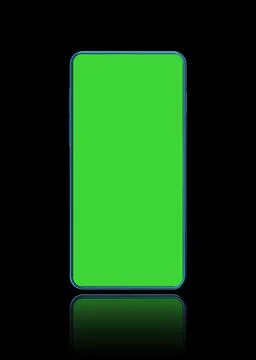 3D rendered realistic looking smartphone on black background with greenscreen Stock Illustration