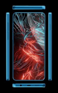 3D rendered realistic looking smartphone on black background. Illustrazione stock